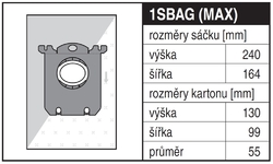 Jolly 1SBAG (MAX) Rozměry sáčku a tvar kartónu