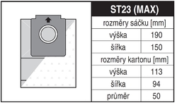 Jolly ST23 MAX Rozměry sáčku a tvar kartónu