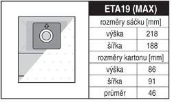Jolly ETA19 Rozměry sáčku a tvar kartónu