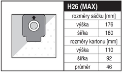 Jolly H26 MAX Rozměry sáčku a tvar kartónu