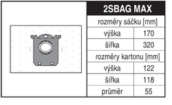 Jolly 2SBAG MAX Rozměry sáčku a tvar kartónu