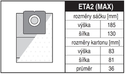 Jolly ETA2 Rozměry sáčku a tvar kartónu