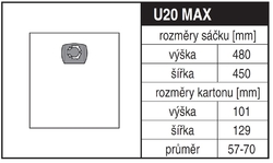 Jolly U20 MAX Rozměry sáčku a tvar kartónu