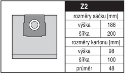 Jolly Z2 Rozměry sáčku a tvar kartónu