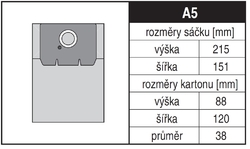 Jolly A5 Rozměry sáčku a tvar kartónu