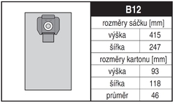 Jolly B12 Rozměry sáčku a tvar kartónu