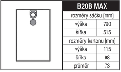 B20B MAX Rozměry sáčku a tvar kartónu
