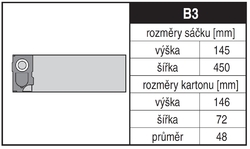 Jolly B3 Rozměry sáčku a tvar kartónu