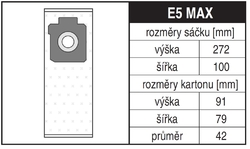 Jolly E5 MAX Rozměry sáčku a tvar kartónu