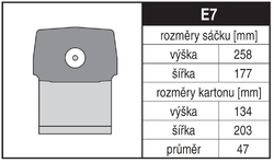 Jolly E7 Rozměry sáčku a tvar kartónu