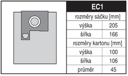 Jolly EC1 Rozměry sáčku a tvar kartónu