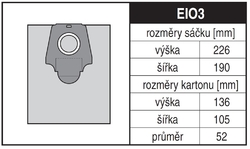 Jolly EIO3 Rozměry sáčku a tvar kartónu