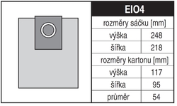 Jolly EIO4 Rozměry sáčku a tvar kartónu