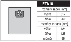 Jolly ETA10 Rozměry sáčku a tvar kartónu