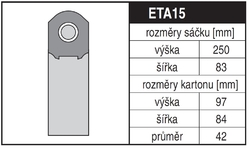 Jolly ETA15 Rozměry sáčku a tvar kartónu