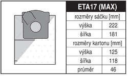 Jolly ETA17 Rozměry sáčku a tvar kartónu