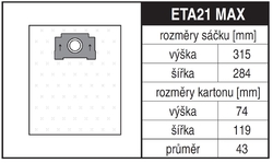Jolly ETA21 MAX Rozměry sáčku a tvar kartónu
