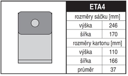 Jolly ETA4 Rozměry sáčku a tvar kartónu