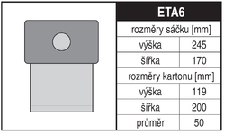 Jolly ETA6 Rozměry sáčku a tvar kartónu