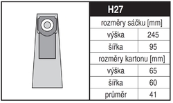 Jolly H27 Rozměry sáčku a tvar kartónu