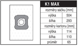 Jolly K1 MAX Rozměry sáčku a tvar kartónu