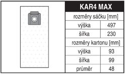 Jolly KAR4 MAX Rozměry sáčku a tvar kartónu