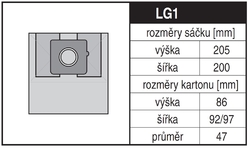 Jolly LG1 Rozměry sáčku a tvar kartónu