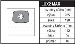 Jolly LUX2 MAX Rozměry sáčku a tvar kartónu