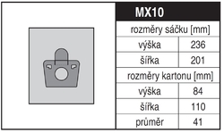 Jolly MX10 Rozměry sáčku a tvar kartónu