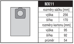 Jolly MX11 Rozměry sáčku a tvar kartónu