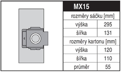 Jolly MX15 Rozměry sáčku a tvar kartónu