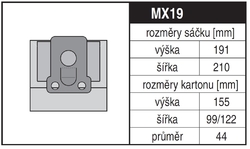 Jolly MX19 Rozměry sáčku a tvar kartónu