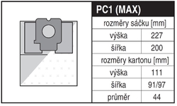 Jolly PC1 Rozměry sáčku a tvar kartónu