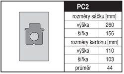 Jolly PC2 Rozměry sáčku a tvar kartónu