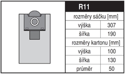 Jolly R11 Rozměry sáčku a tvar kartónu