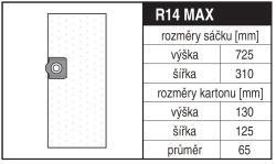 Jolly R14 MAX Rozměry sáčku a tvar kartónu