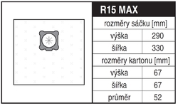 Jolly R15 MAX Rozměry sáčku a tvar kartónu