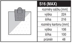 Jolly S16 Rozměry sáčku a tvar kartónu