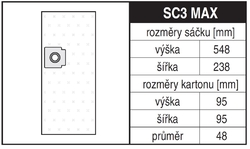 Jolly SC3 MAX Rozměry sáčku a tvar kartónu