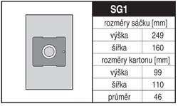 Jolly SG1 Rozměry sáčku a tvar kartónu