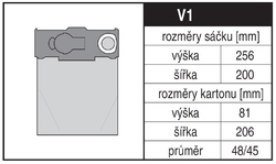 Jolly V1 Rozměry sáčku a tvar kartónu