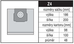 Jolly Z4 Rozměry sáčku a tvar kartónu