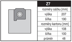 Jolly Z7 Rozměry sáčku a tvar kartónu