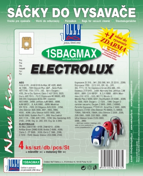 Jolly 1SBAG MAX Textilní sáčky do vysavačů AEG; ELECTROLUX; PHILIPS; ZANUSSI a dalších.