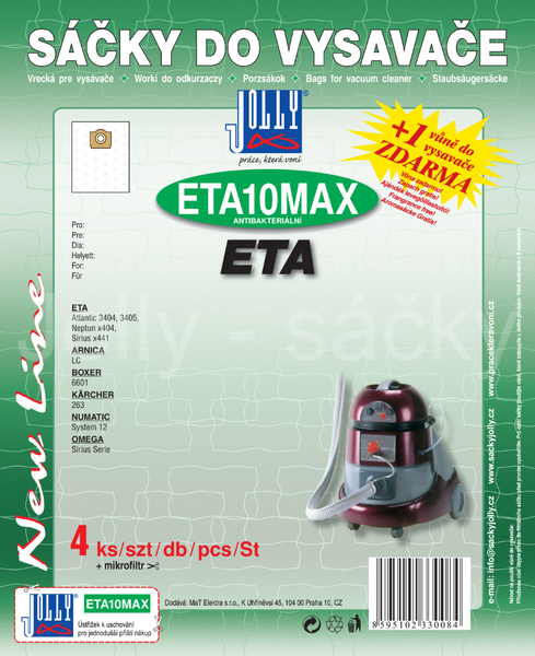 Jolly ETA10 MAX Textilní sáčky do vysavačů ETA; NILFISK a dalších