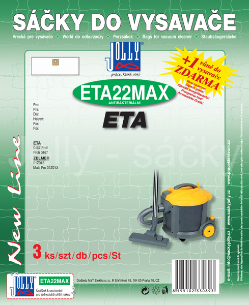 Jolly ETA22 MAX Textilní sáčky do vysavačů ETA Profi; ZELMER Multipro