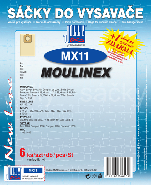 Jolly MX11 Sáčky do vysavačů KRUPS; MOULINEX; PRIVILEG a dalších. 