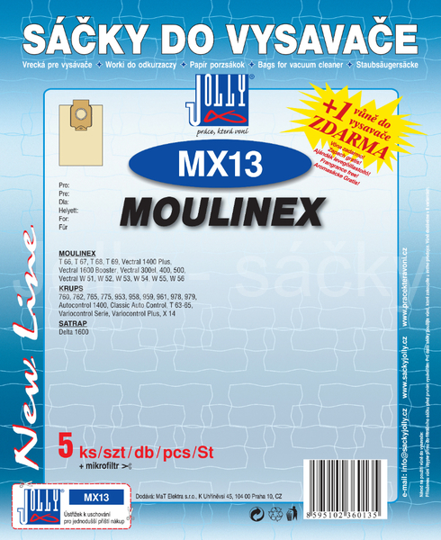 Jolly MX13 Sáčky do vysavačů KRUPS; MOULINEX; SATRAP
