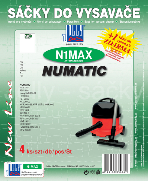 Jolly N1 MAX Textilní sáčky do vysavačů NUMATIC