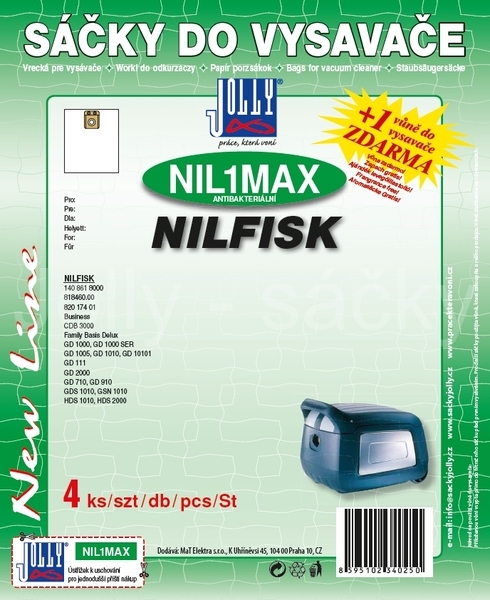Jolly NIL1 MAX Textilní sáčky do vysavačů NILFISK